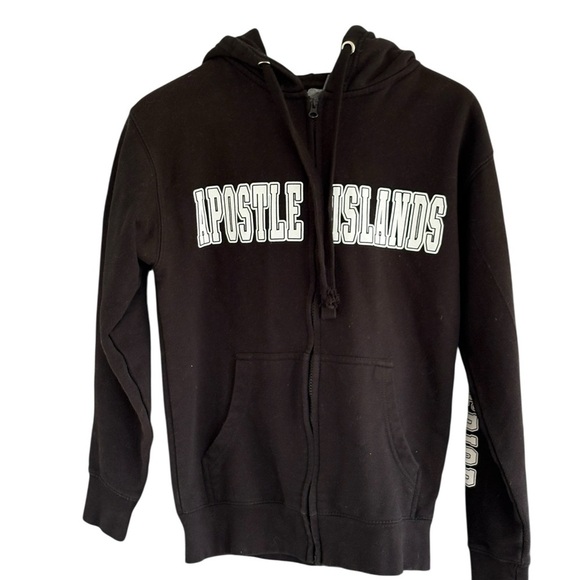 Apostle Islands Full Zip Black Hoodie Size Small Bayfield Unisex Lake Superior - Picture 2 of 8